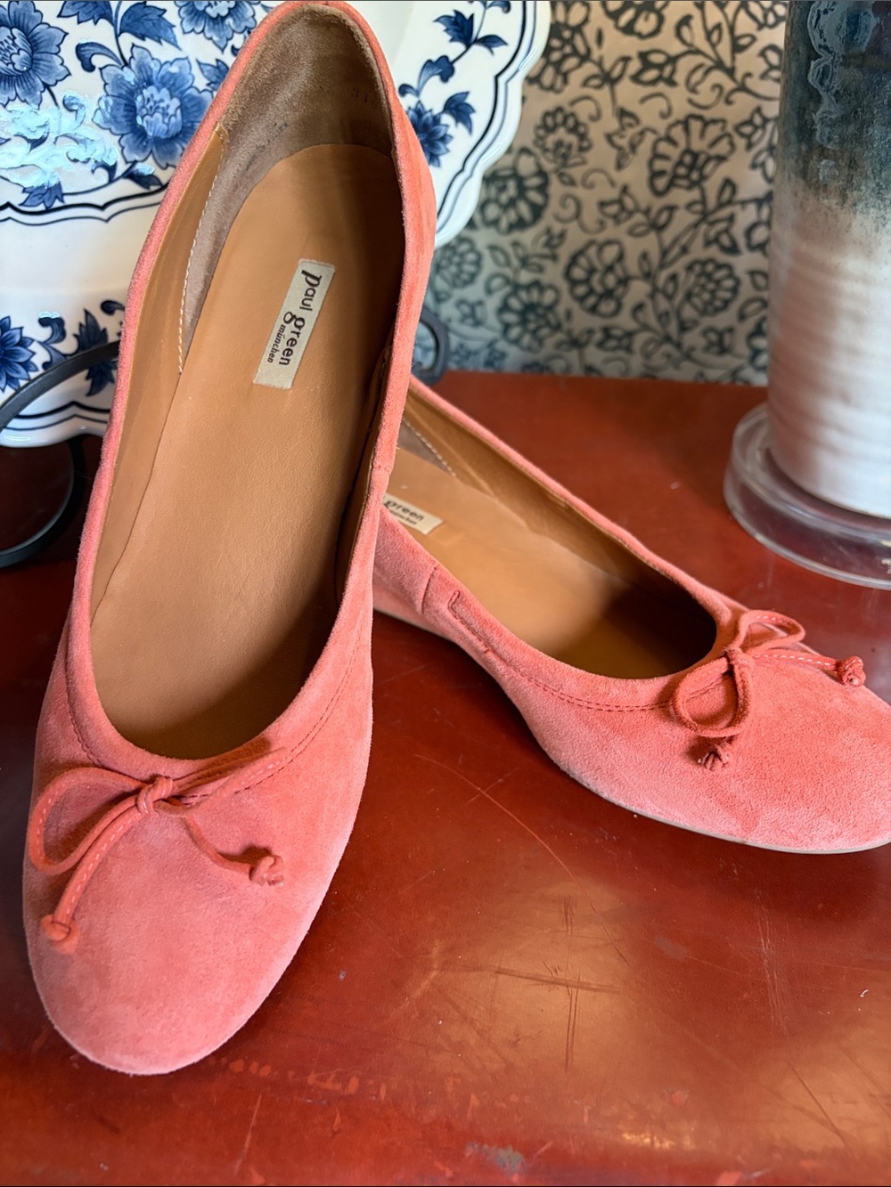 Paul Green Coral Suede Ballet Wedge Heel with Bow